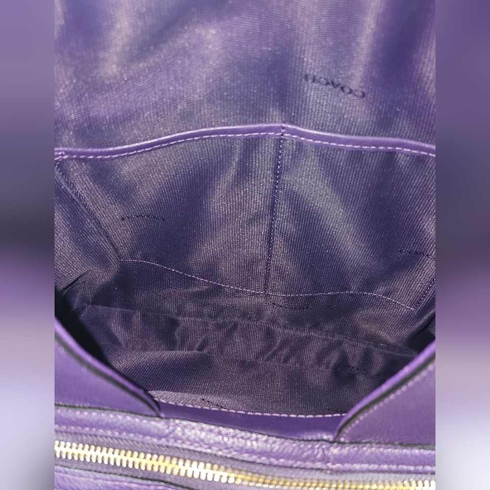 COACH Edie Vibrant Purple Shoulder Bag with Dust Bag & Pair of Twillies - Picture 8 of 15